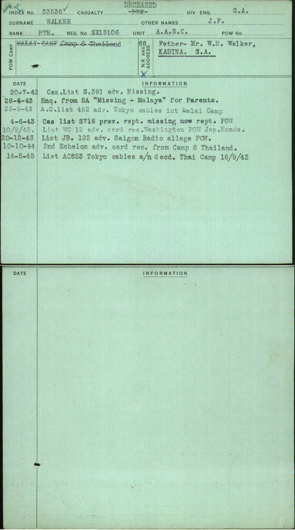 Walker, J F, SX13106