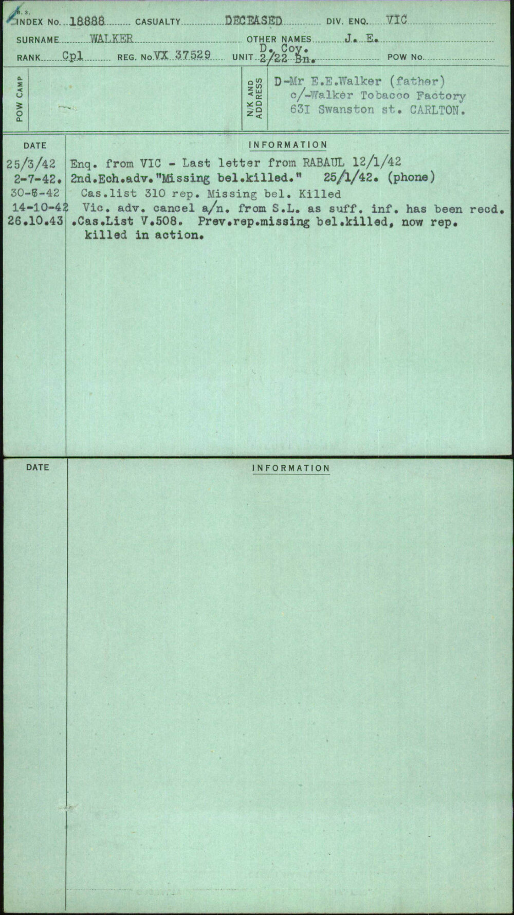 Walker, J E, VX37529