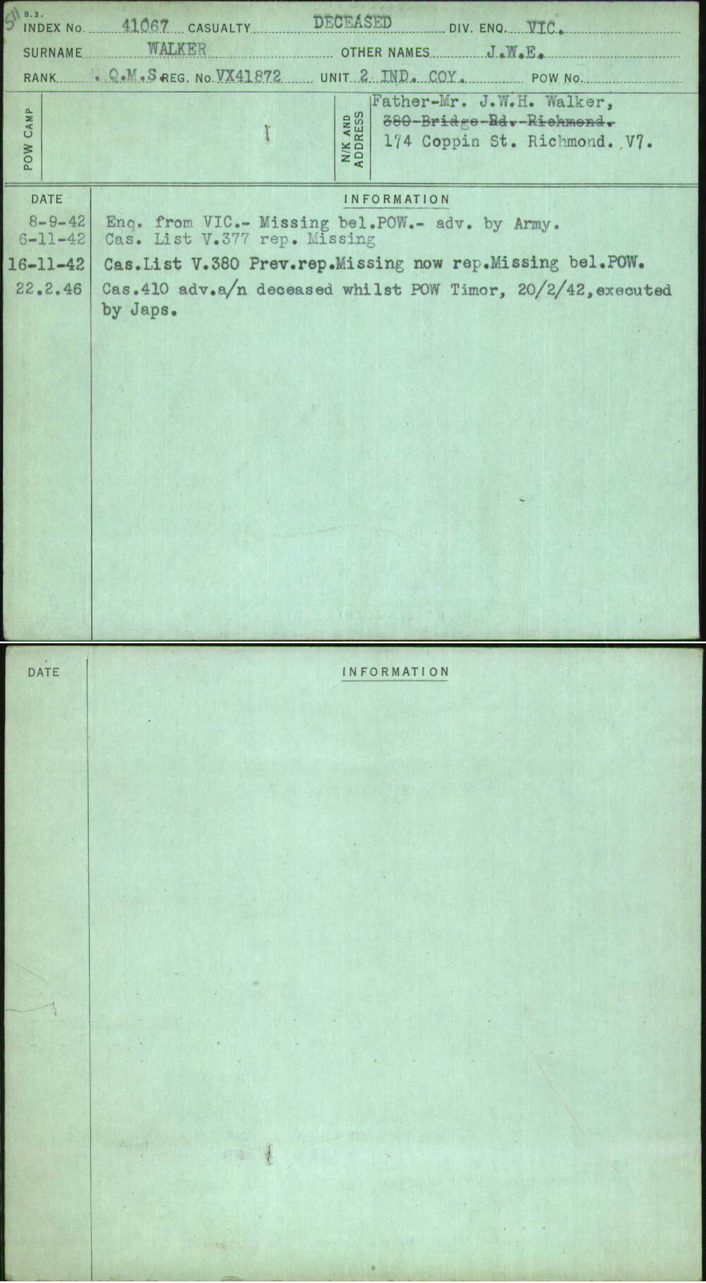 Walker, J W E, VX41872