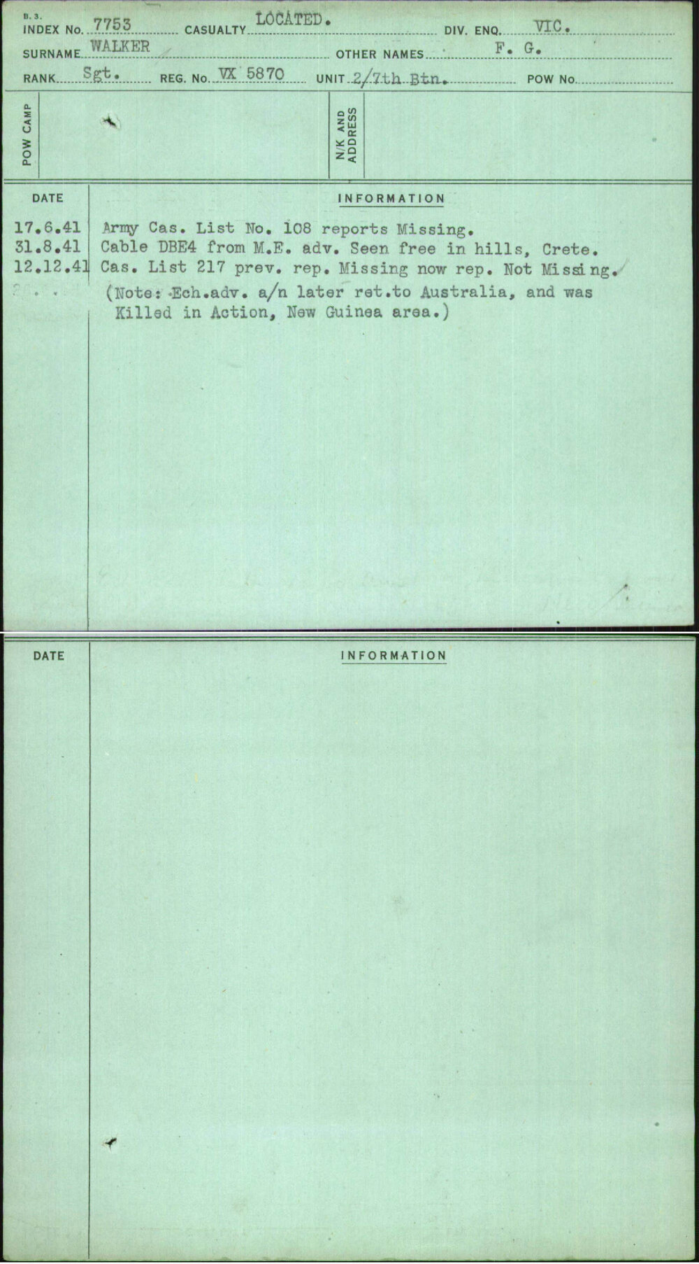Walker, F G, VX5870