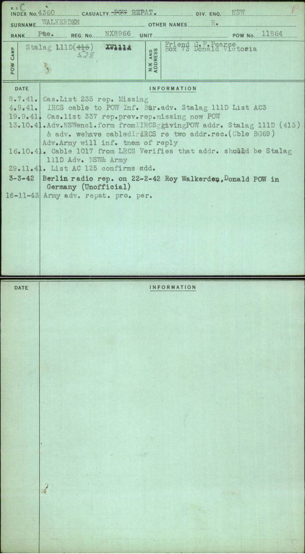 Walkerden, R, NX8966