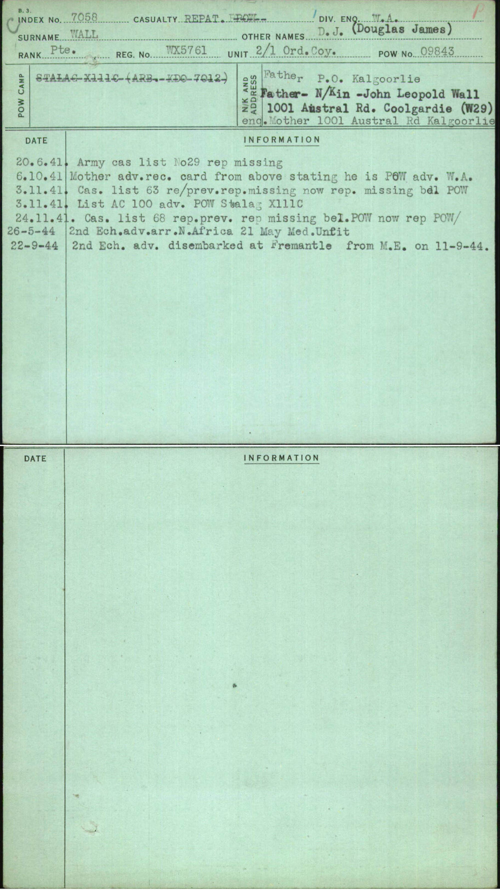 Wall, D J (Douglas James), WX5761