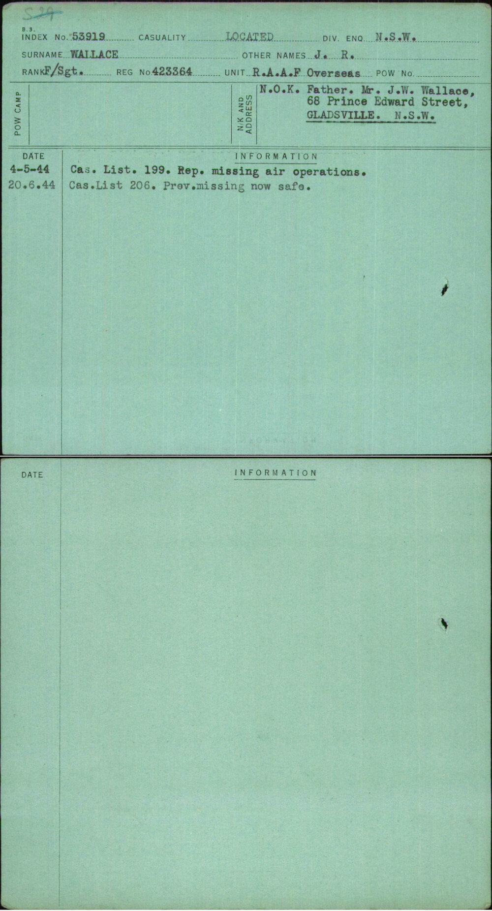 Wallace, J R, 423364