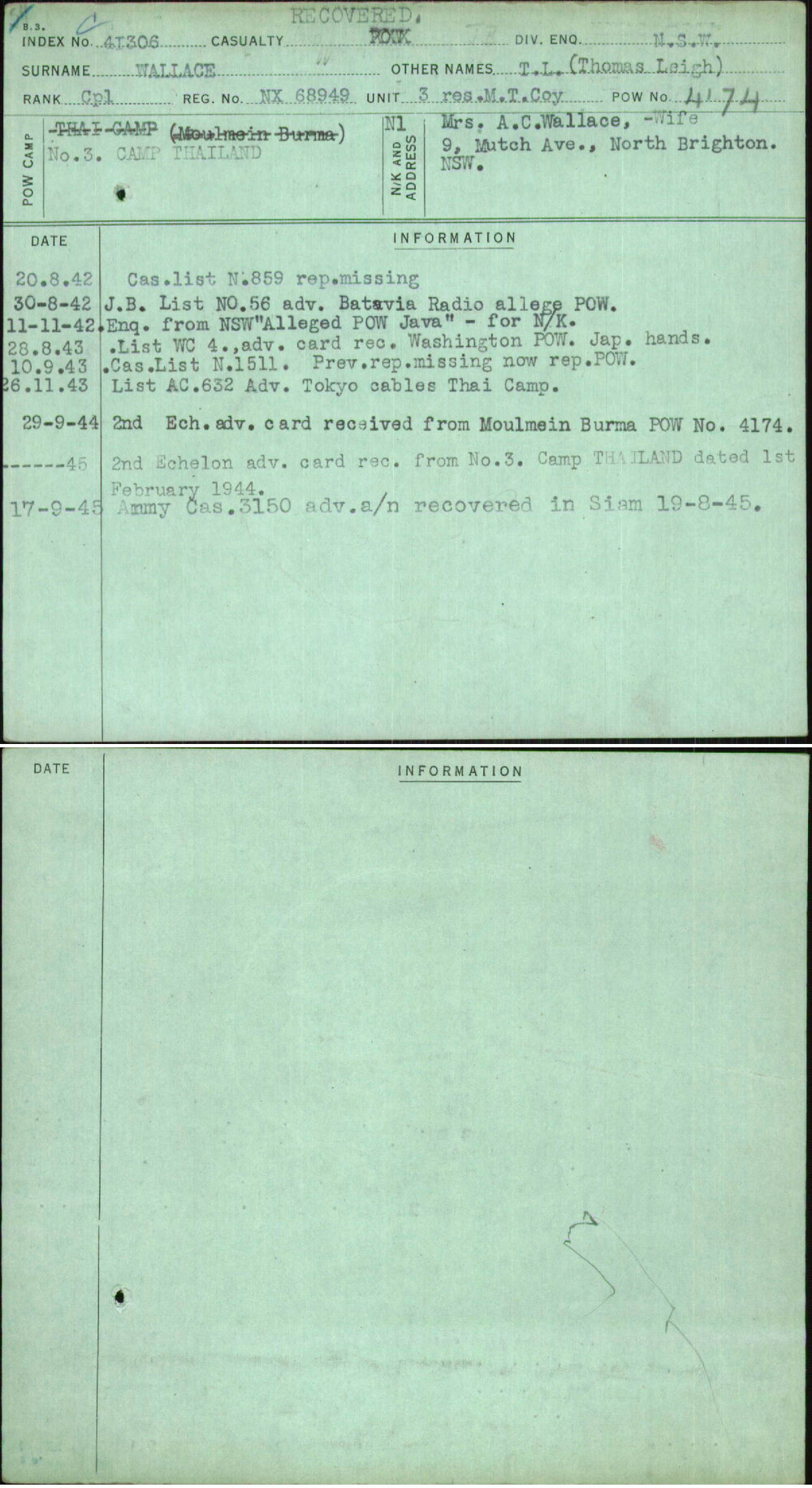 Wallace, T L (Thomas Leigh), NX68949