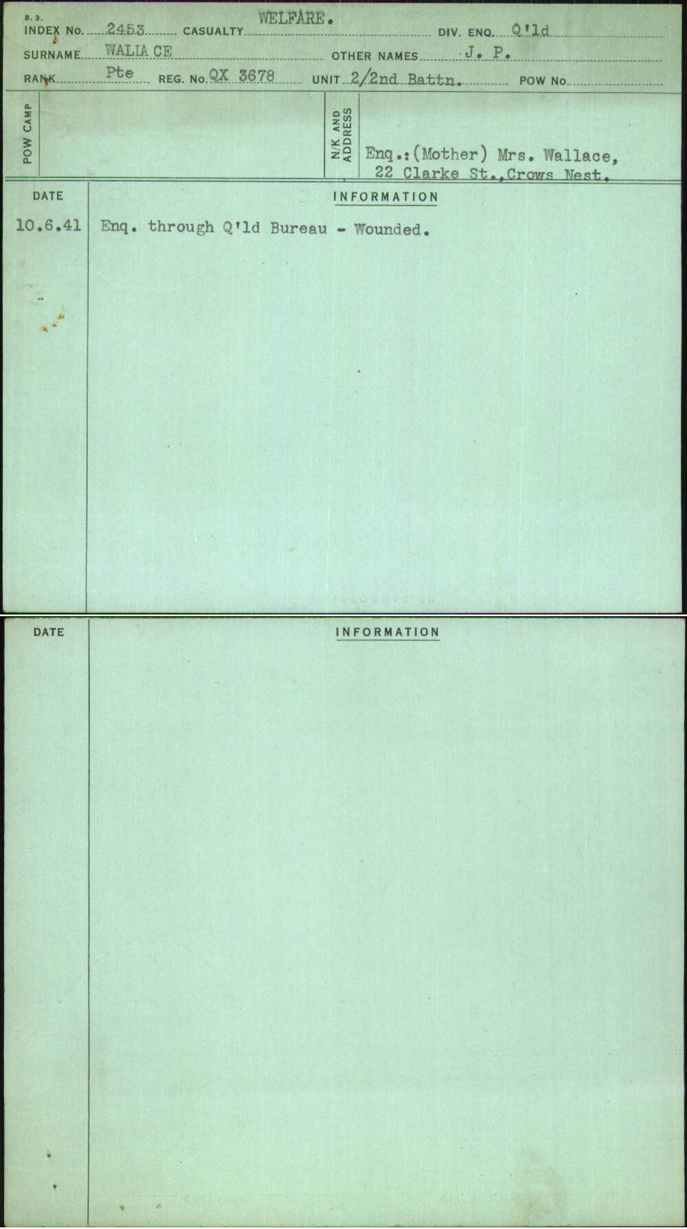 Wallace, J P, QX3678