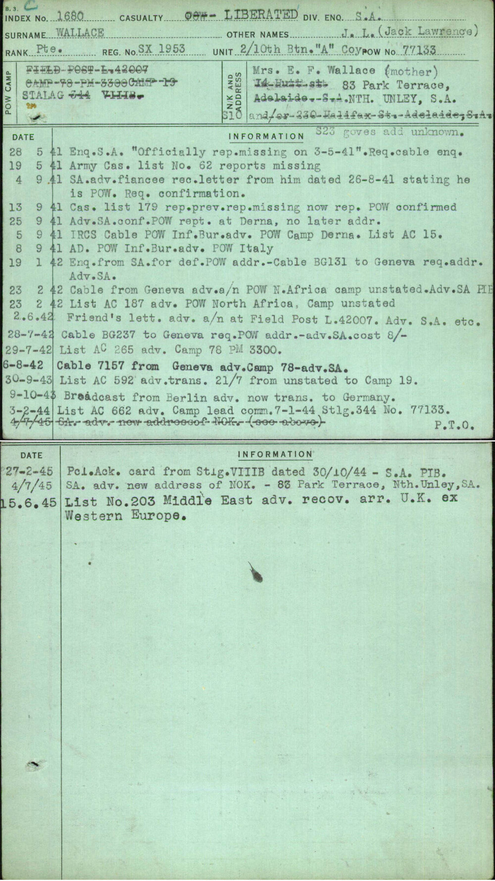 Wallace, J L (Jack Lawrence), SX1953