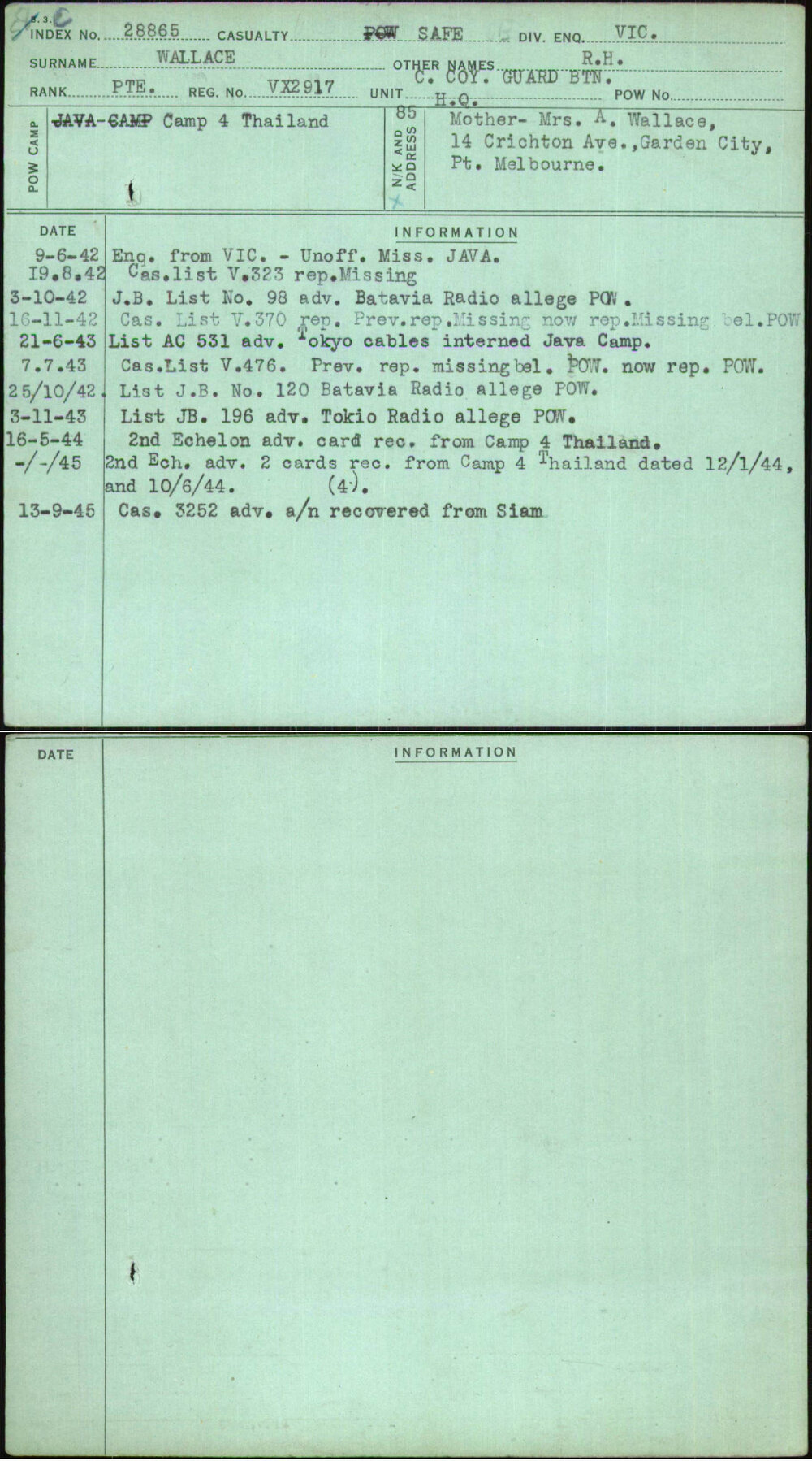 Wallace, R H, VX2917