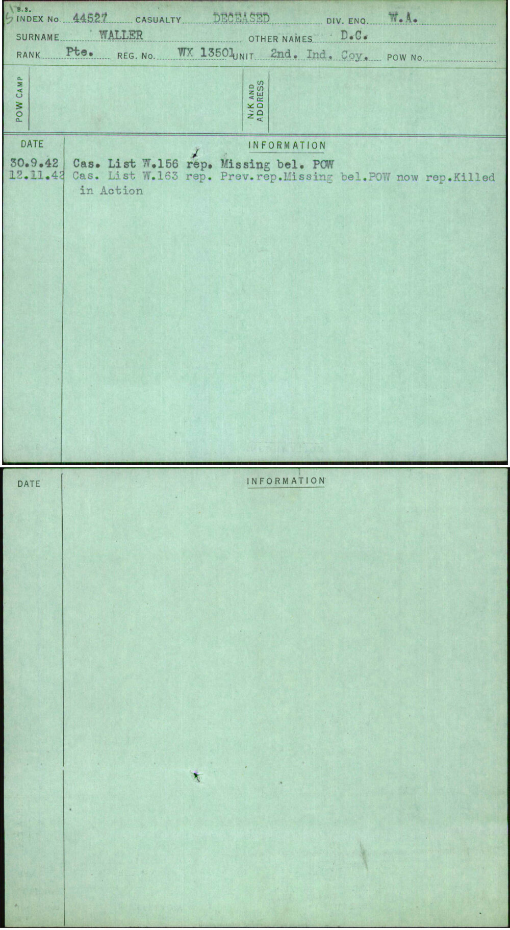 Waller, D C, WX13501