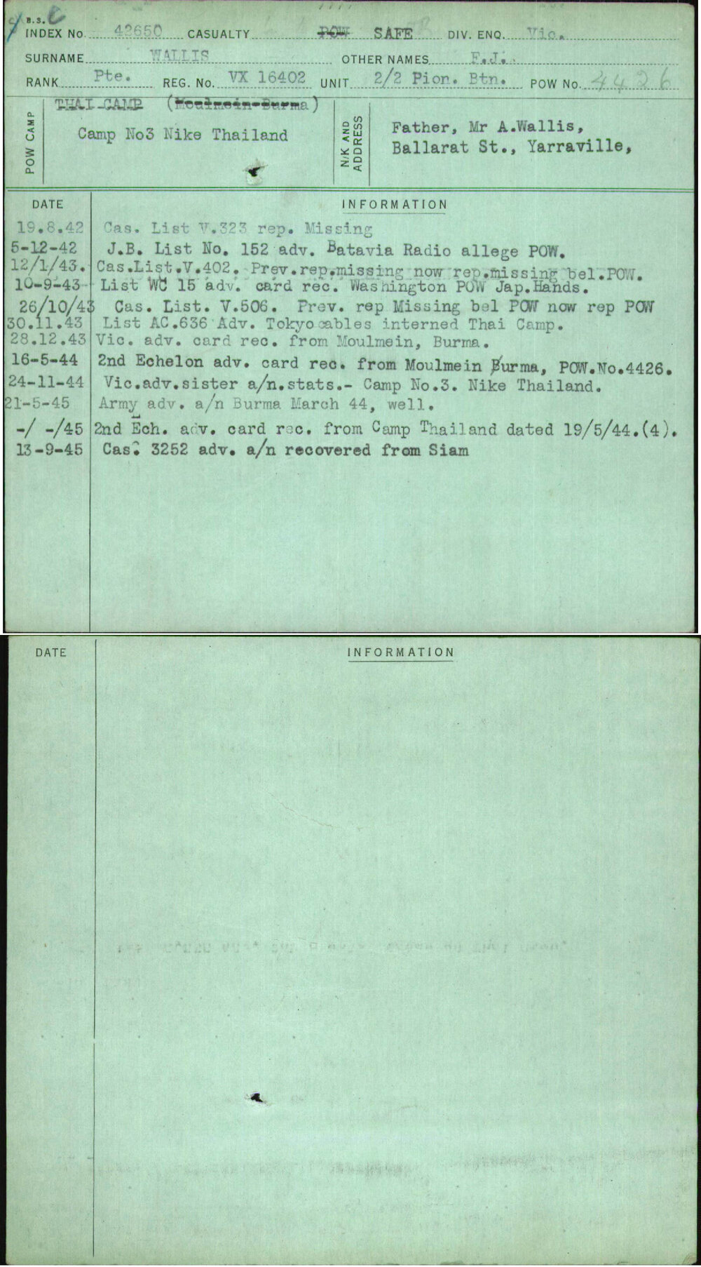 Wallis, F J, VX16402