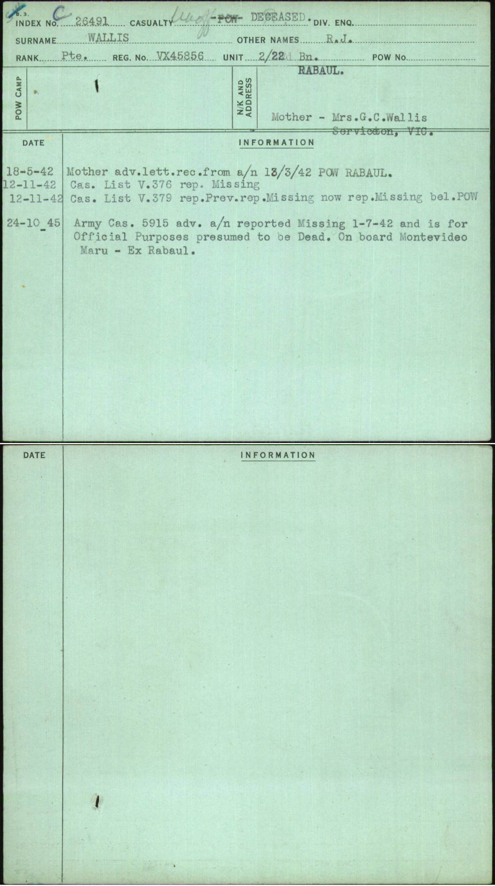 Wallis, R J, VX45856