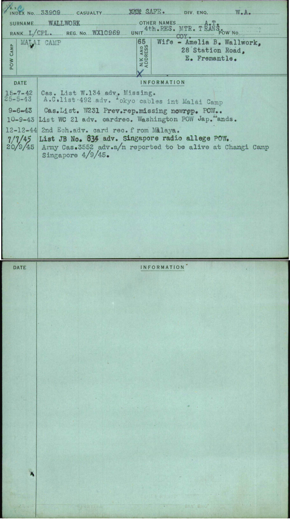 Wallwork, A T, WX10969