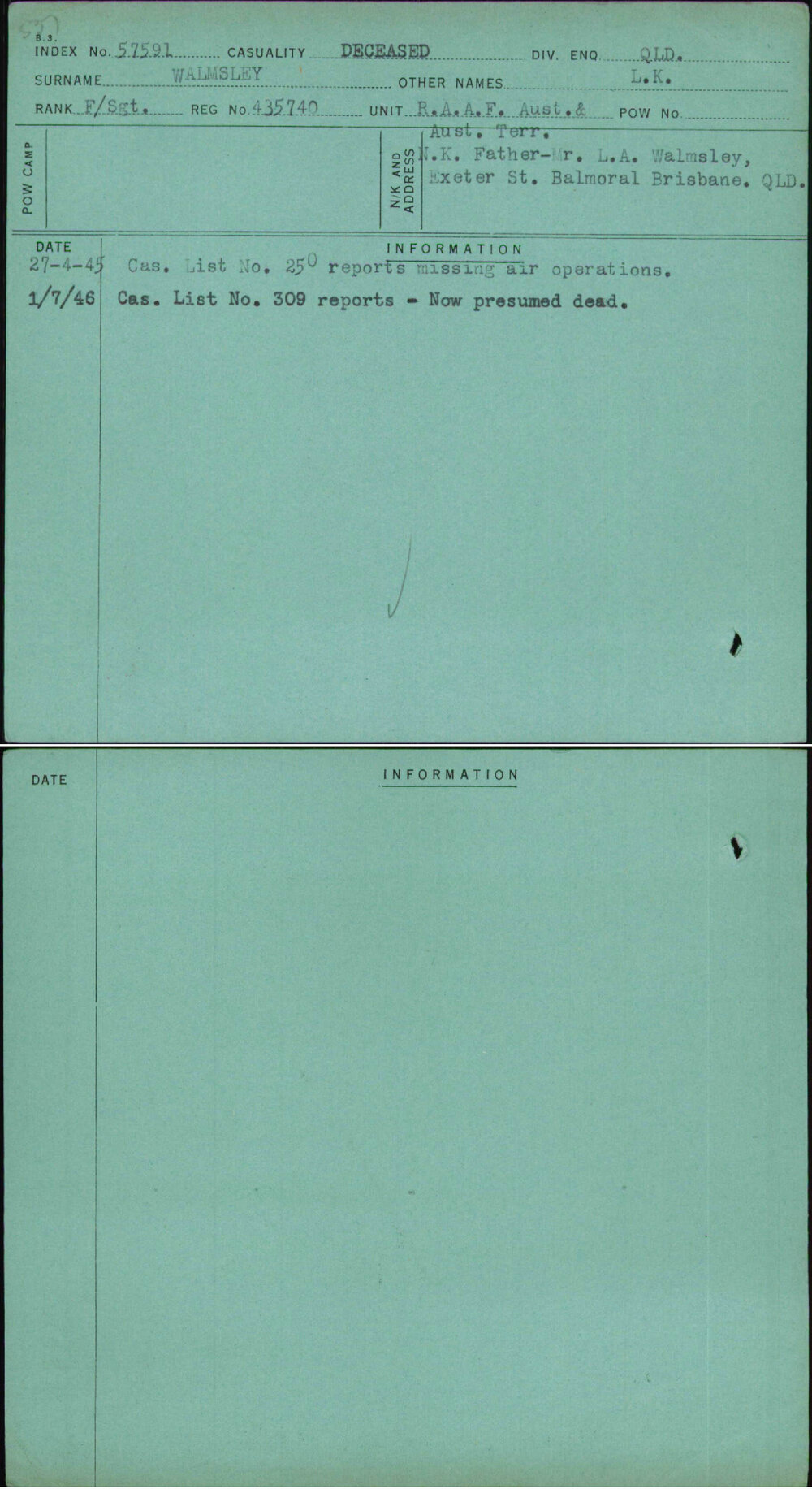 Walmsley, L K, 435740