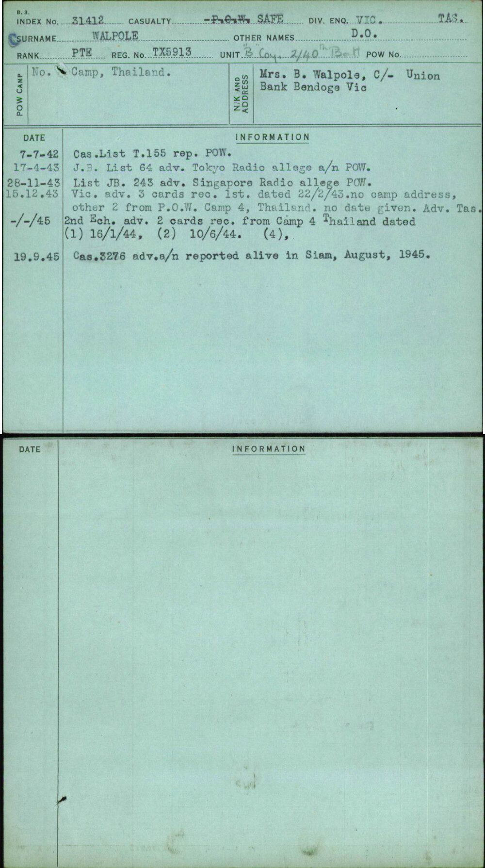 Walpole, D O, TX5913