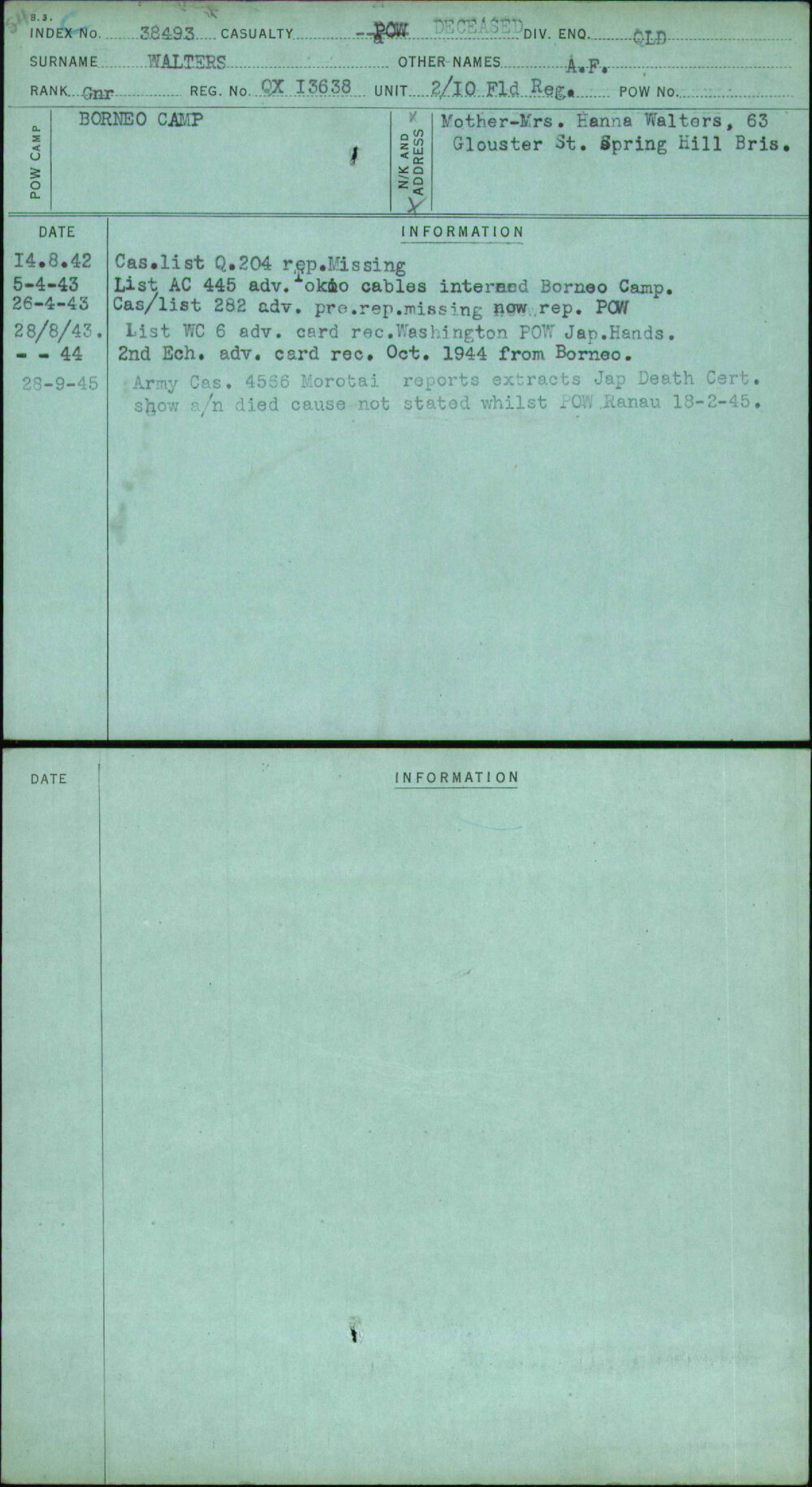 Walters, A F, QX13638