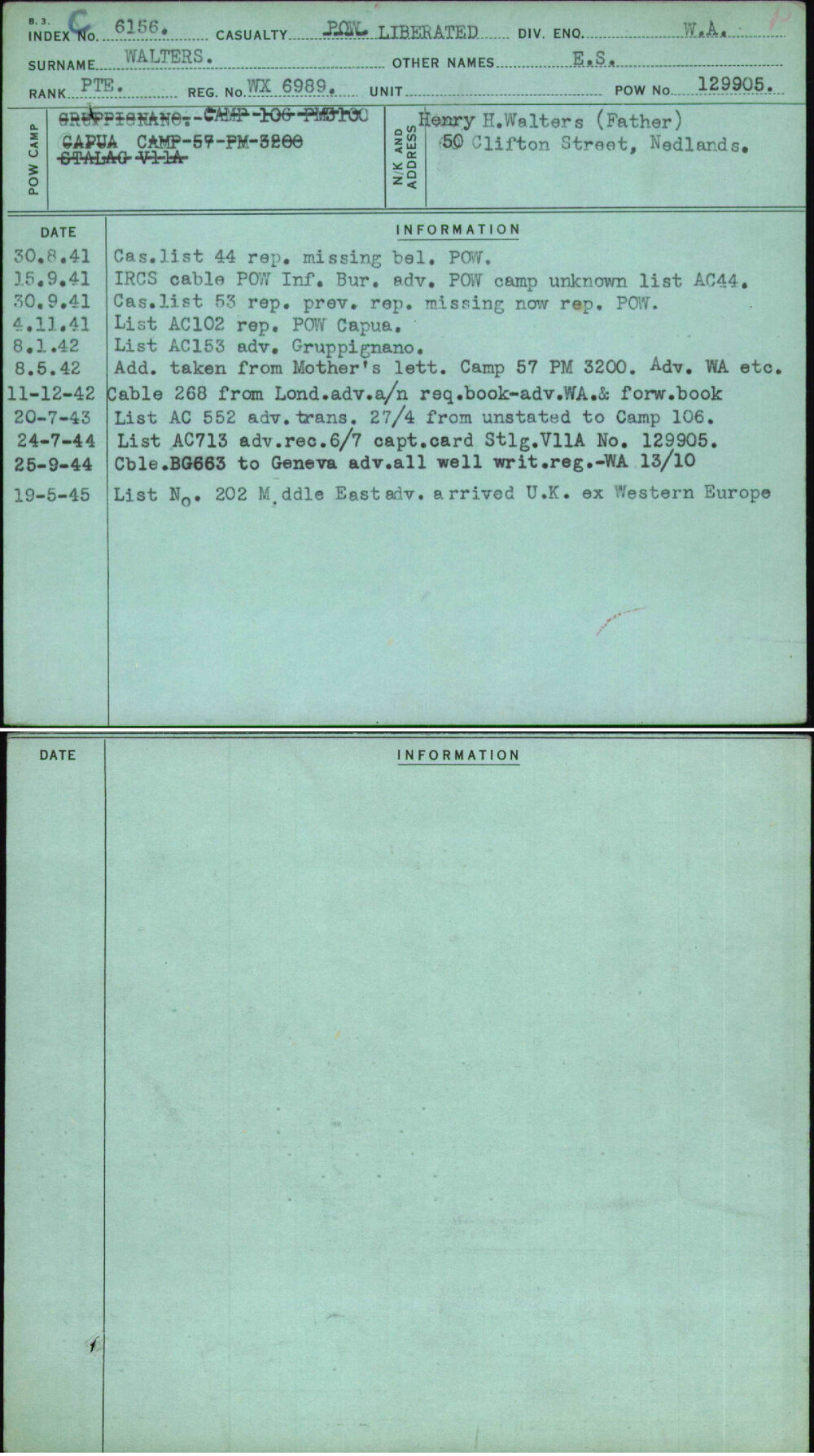 Walters, E S, WX6989