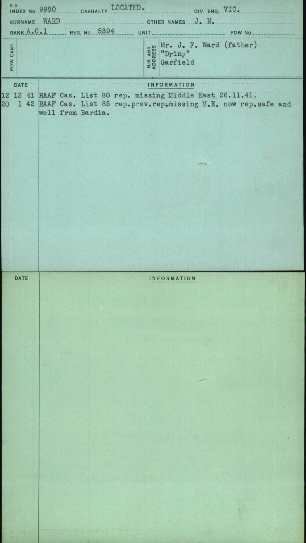 Ward, J N, 5394