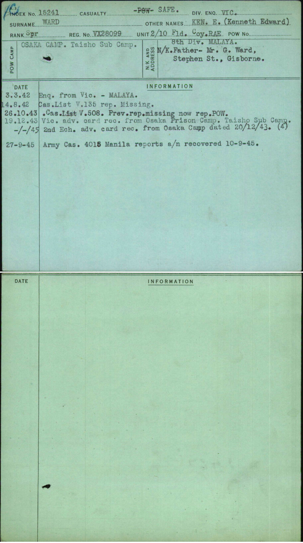 Ward, Ken E (Kenneth Edward), VX28099