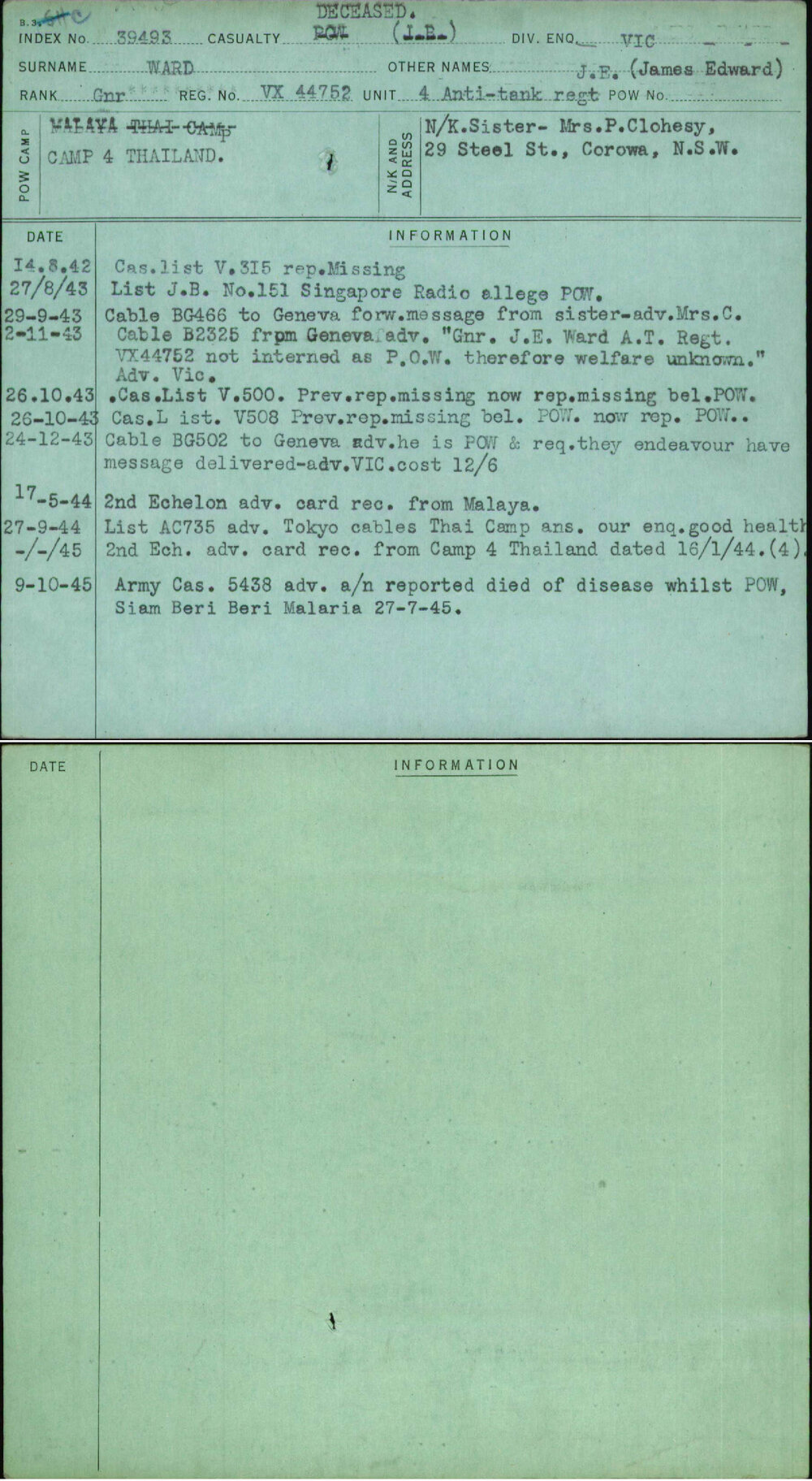 Ward, J E (James Edward), VX44752