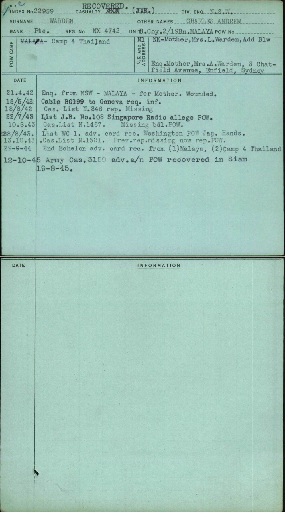 Warden, Charles Andrew, NX4742