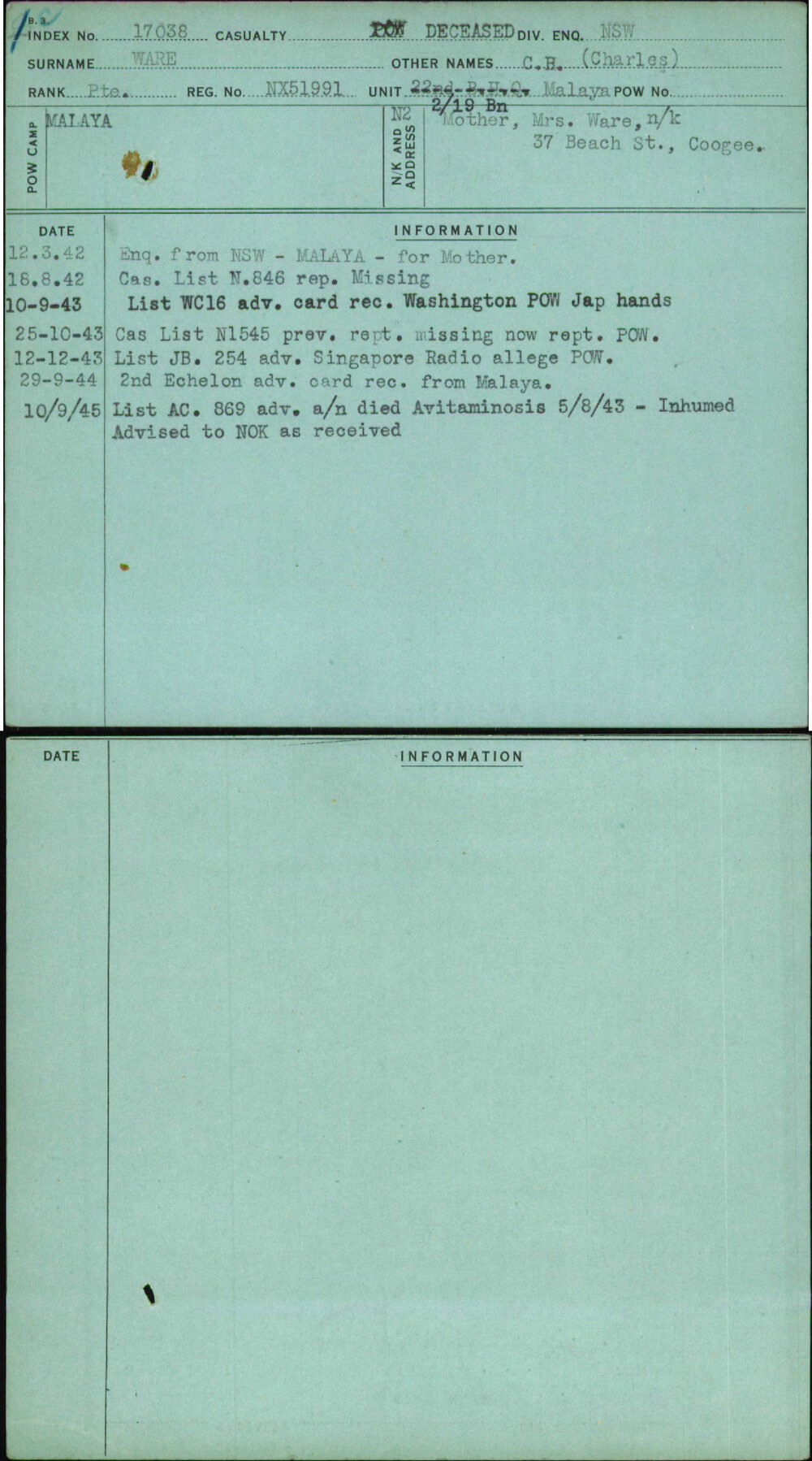 Ware, C H (Charles), NX51991