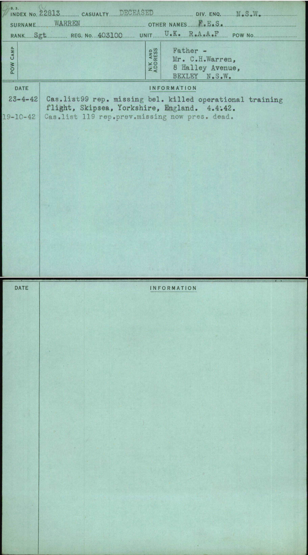 Warren, F E S, 403100