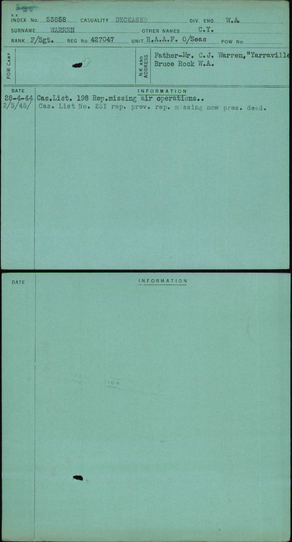 Warren, C Y, 427047
