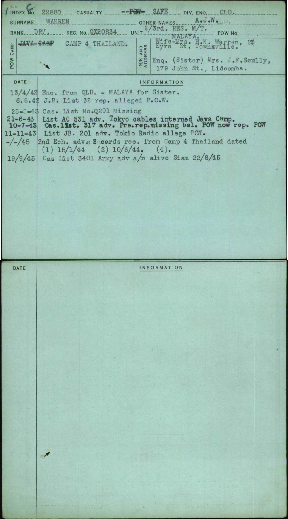 Warren, A J W, QX20834