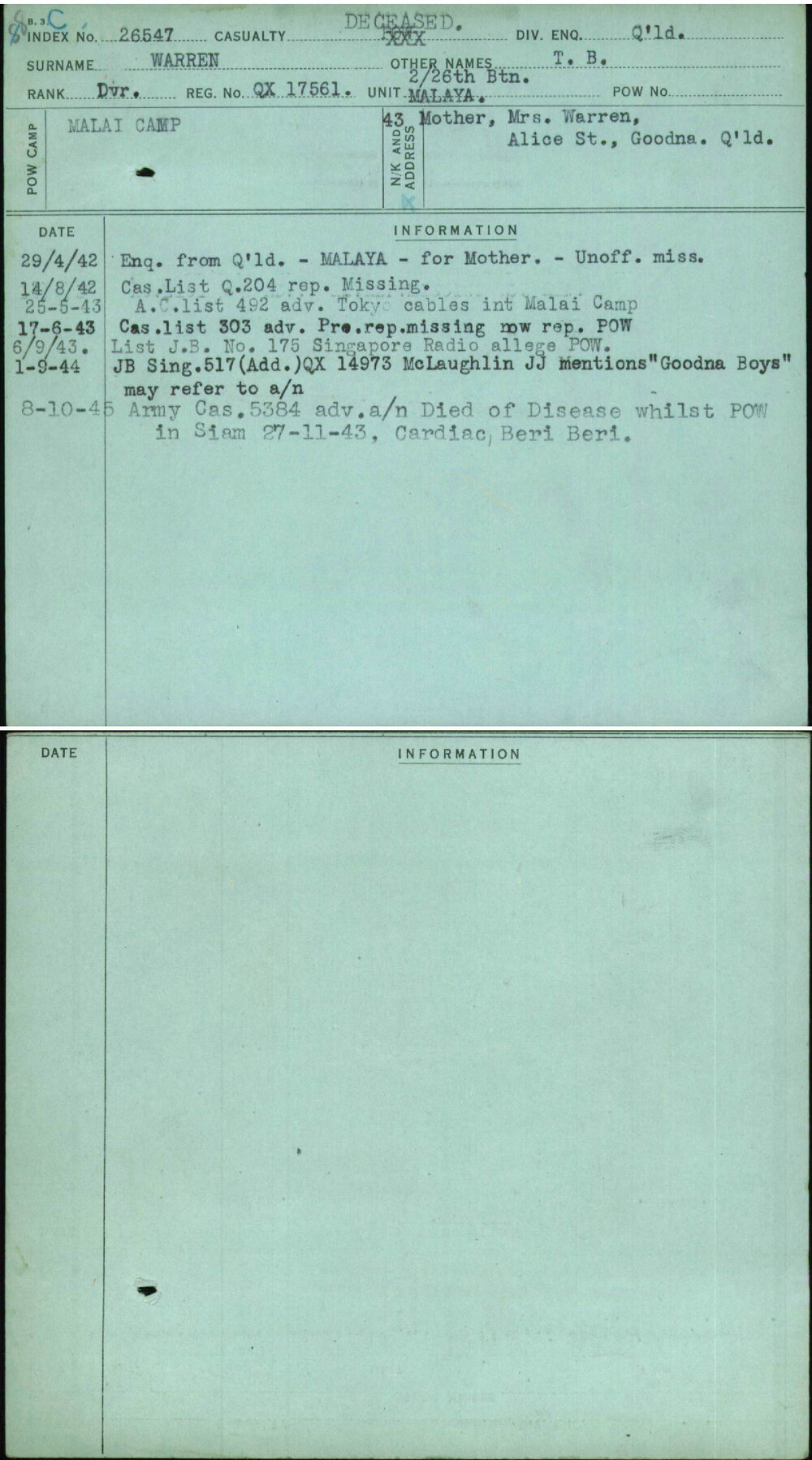 Warren, T B, QX17561