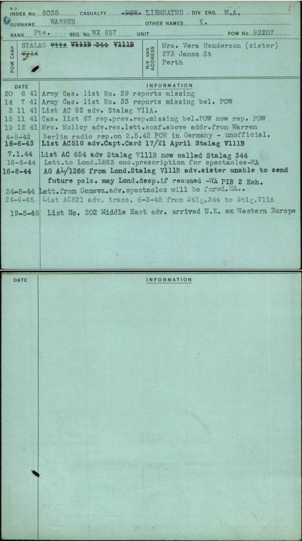 Warren, K, WX657