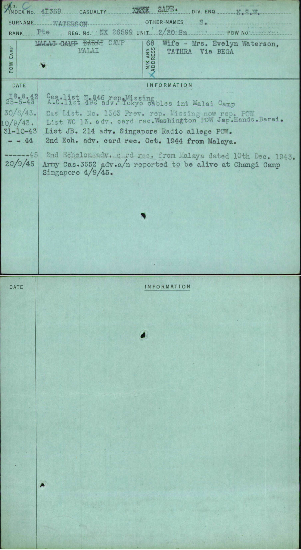 Waterson, S, NX26599