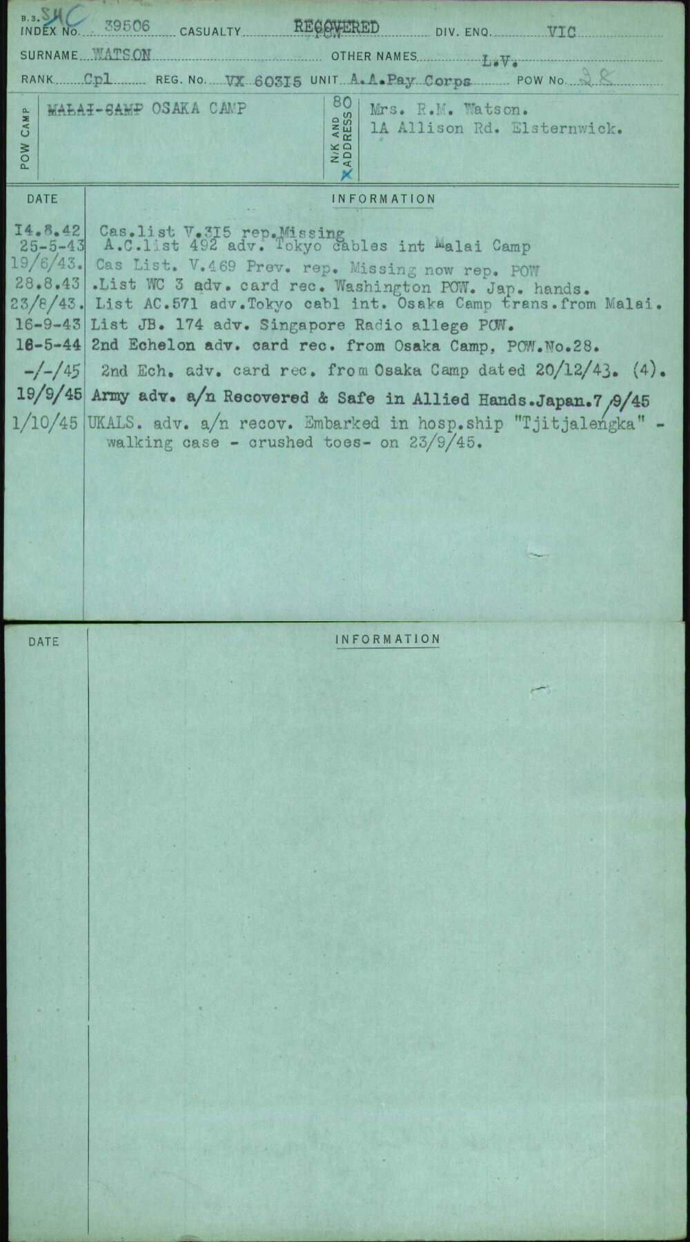 Watson, L V, VX60315