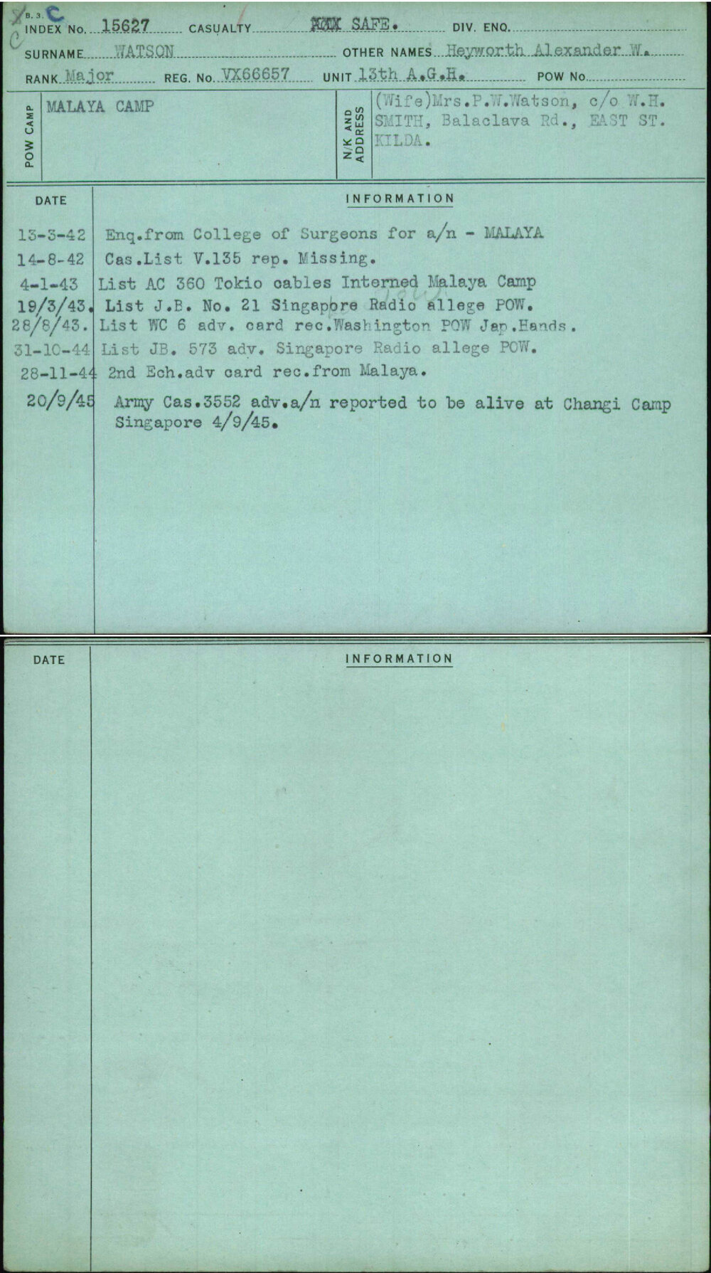 Watson, Heyworth Alexander W, VX66657