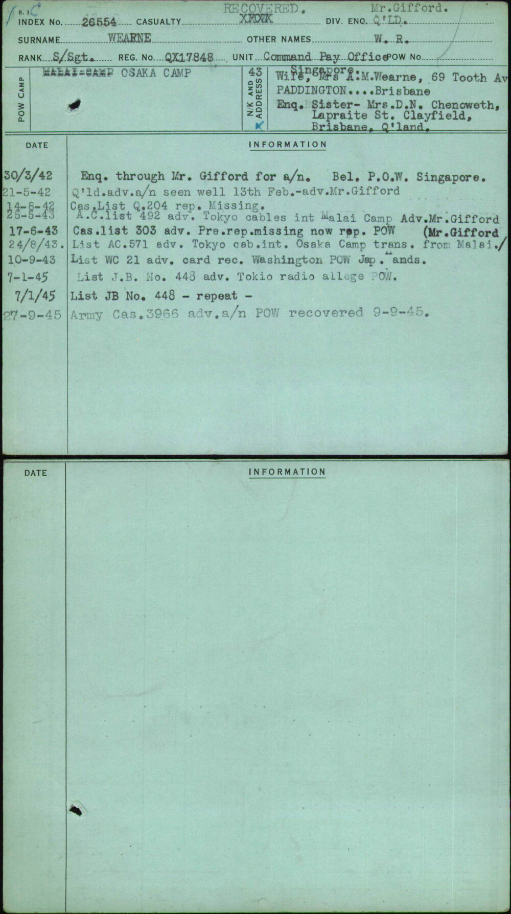 Wearne, W R, QX17848