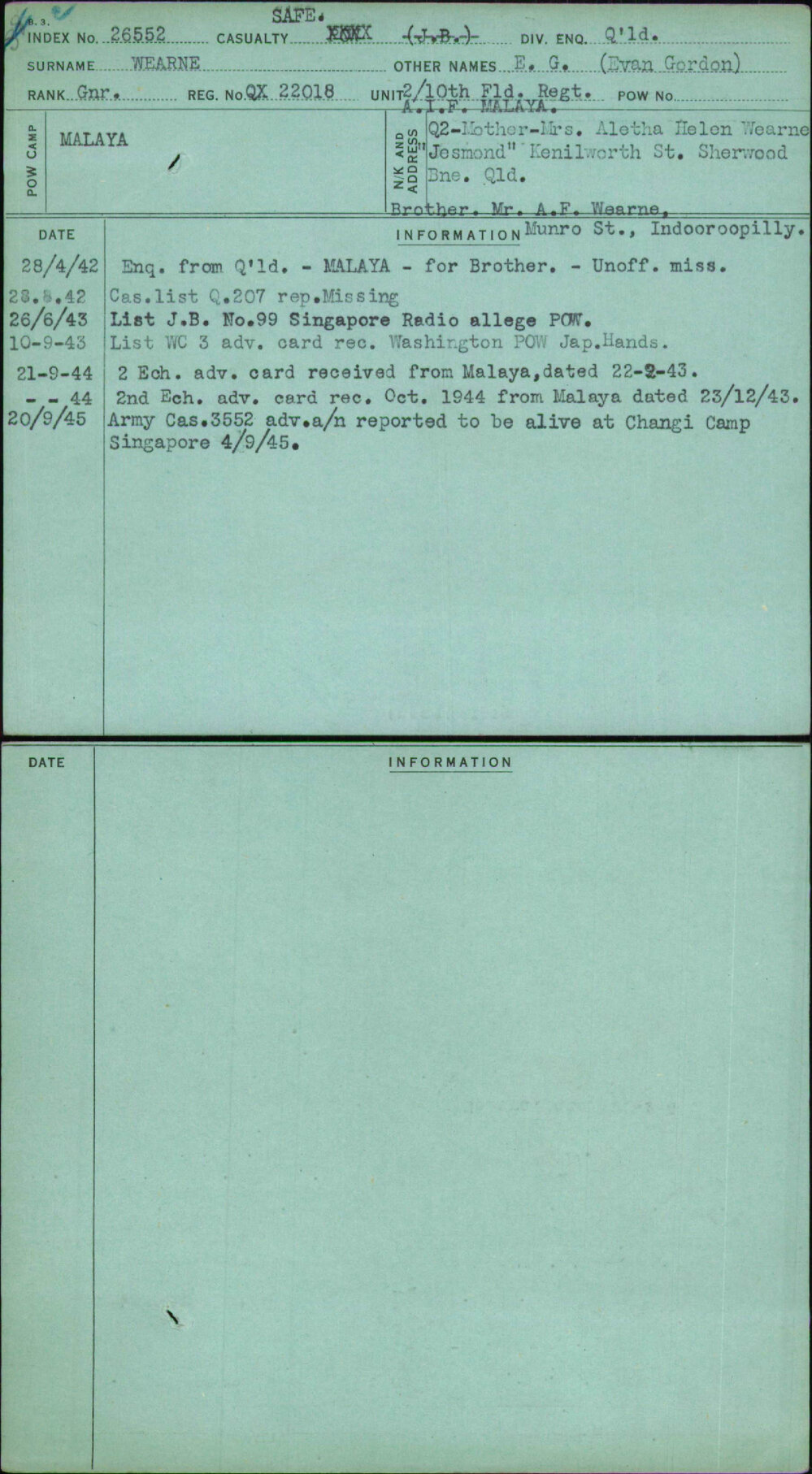Wearne, E G (Evan Gordon), QX22018