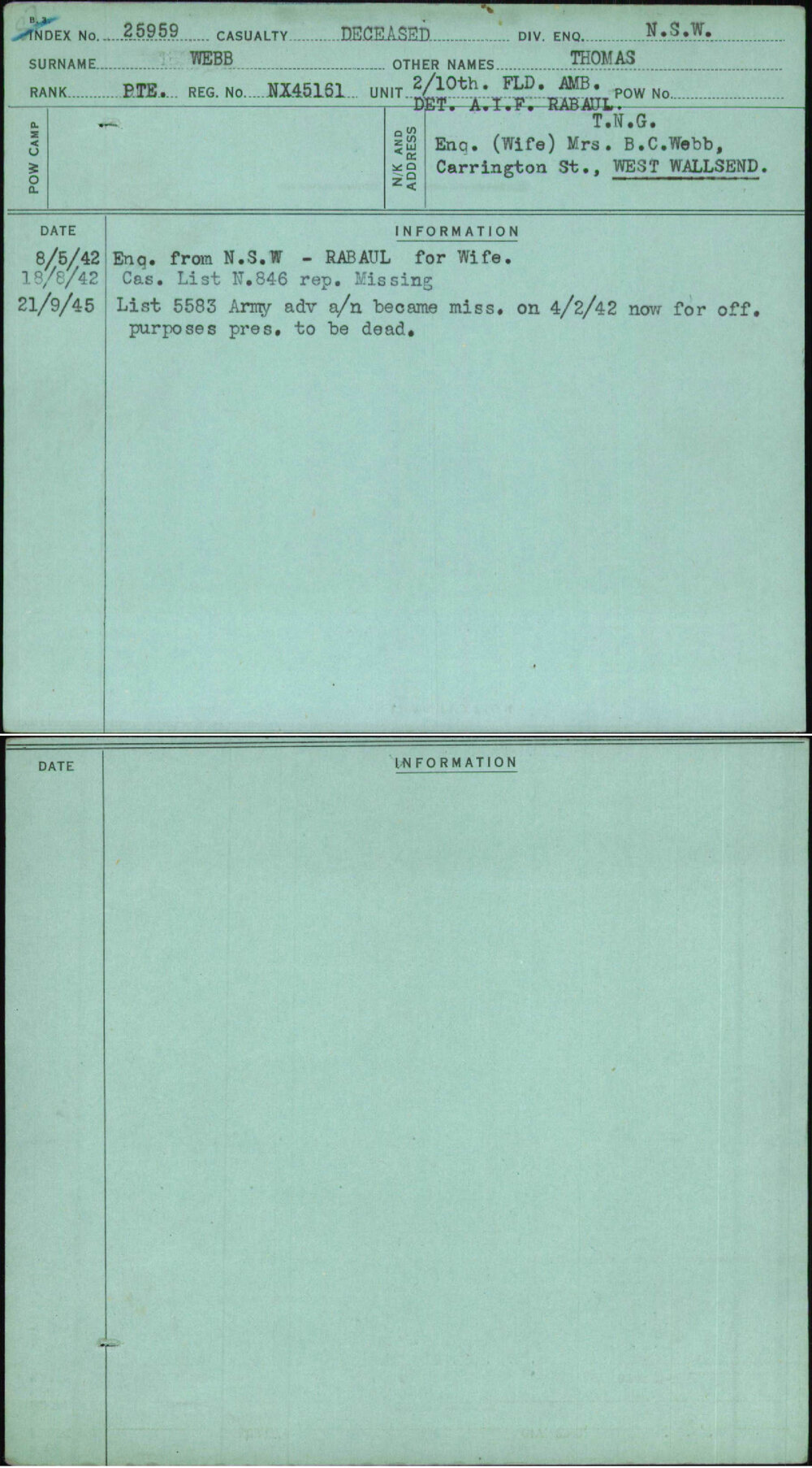 Webb, Thomas, NX45161