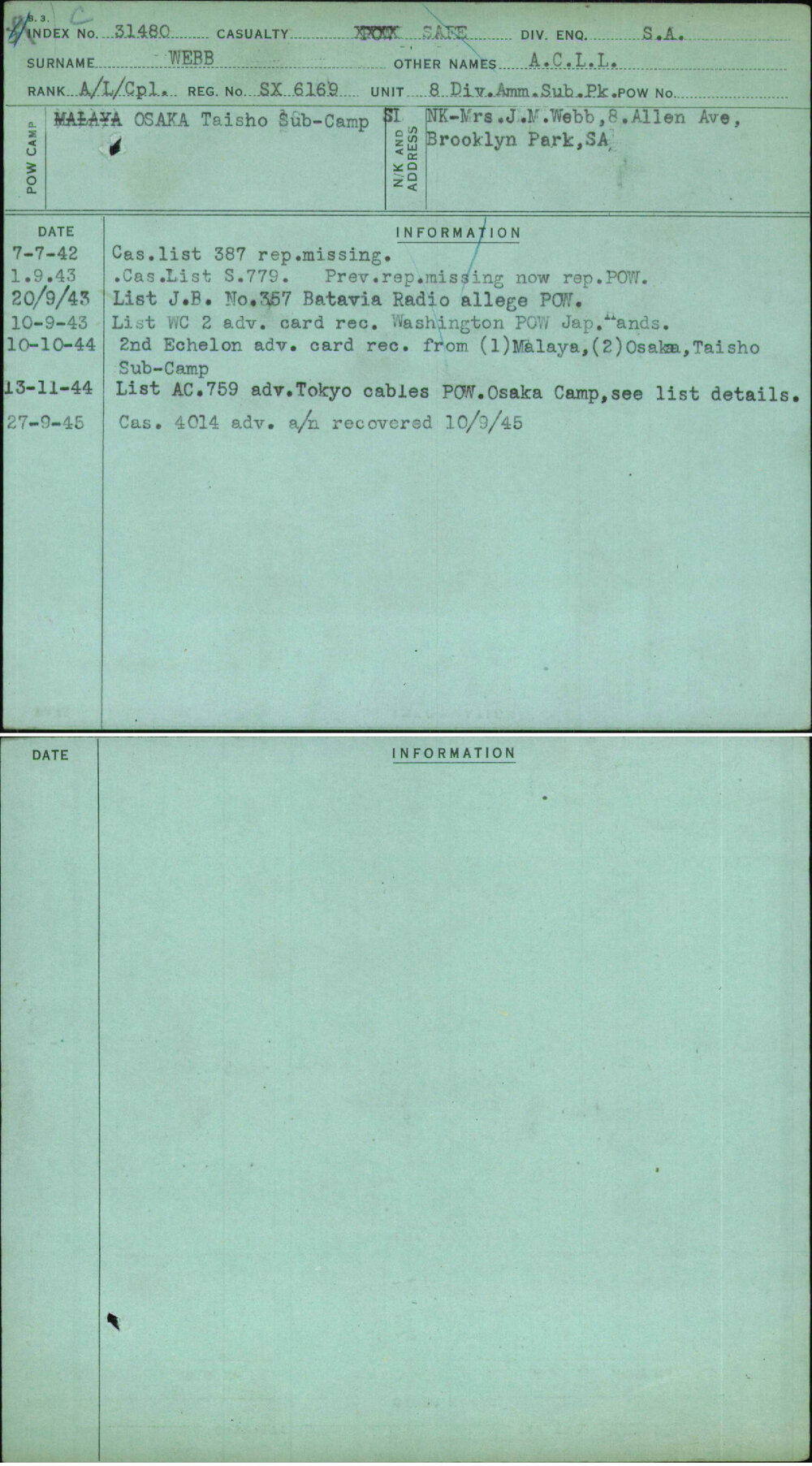 Webb, A C L L, SX6169
