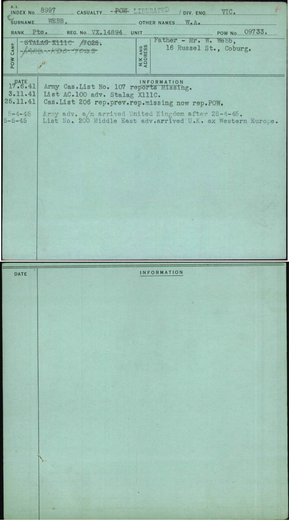 Webb, W A, VX14894