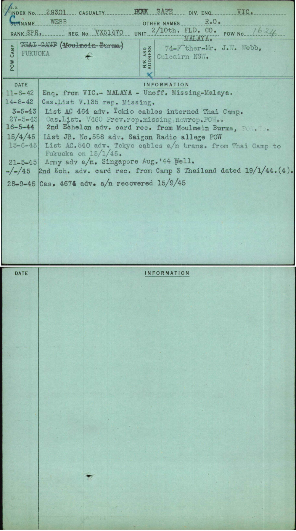 Webb, R O, VX51470