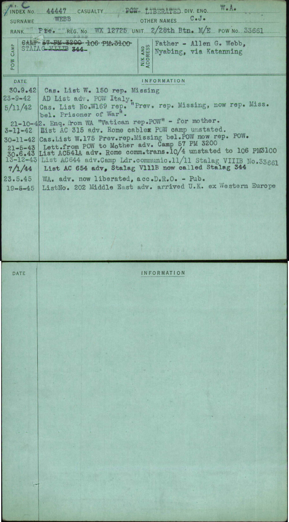 Webb, C J, WX12725