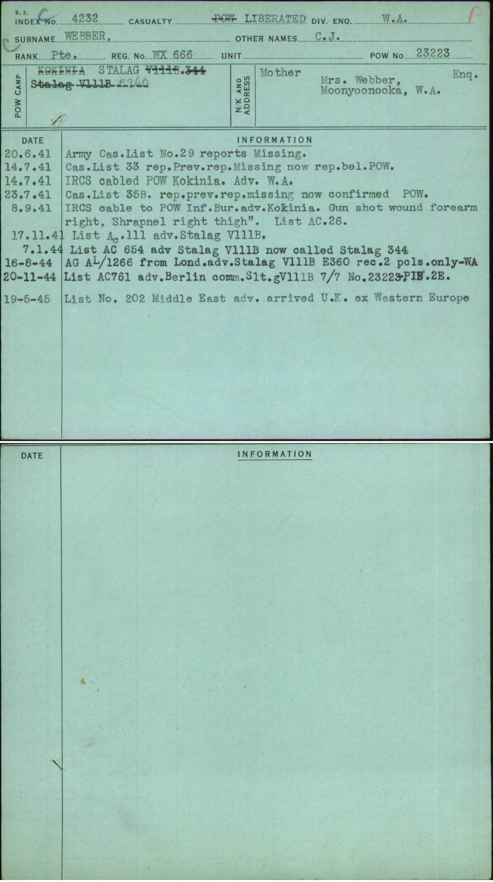 Webber, C J, WX666