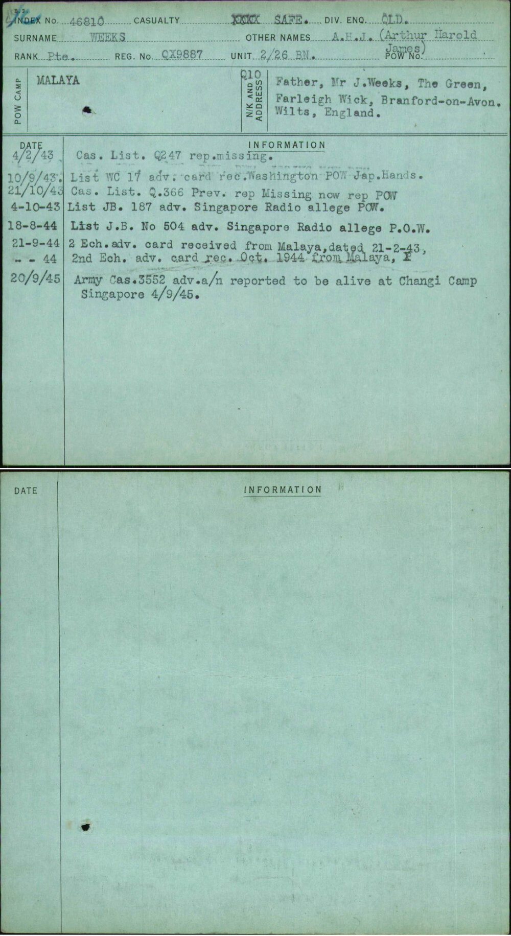 Weeks, A H J (Arthur Harold James), QX9887