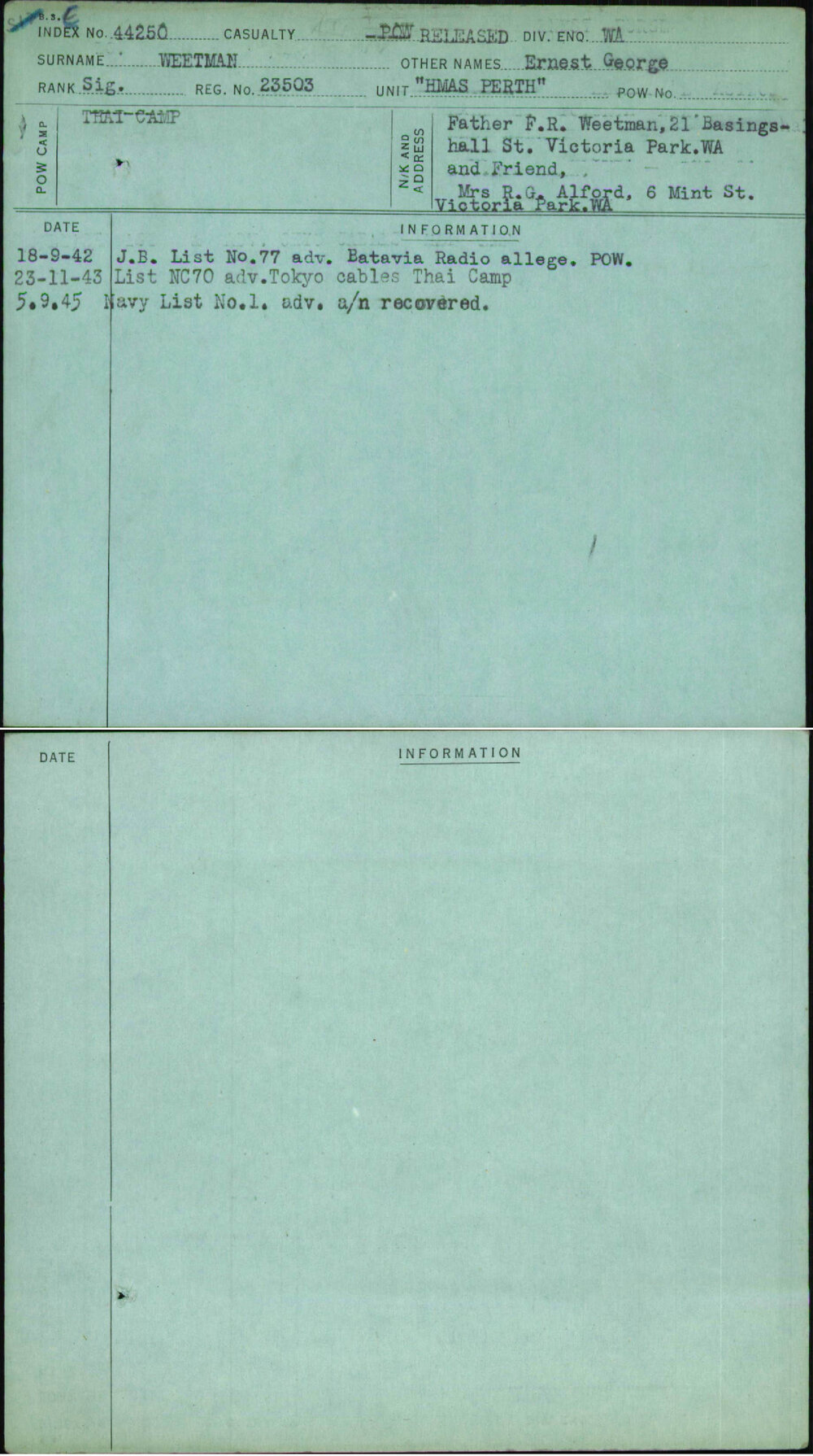 Weetman, Ernest George, 23503