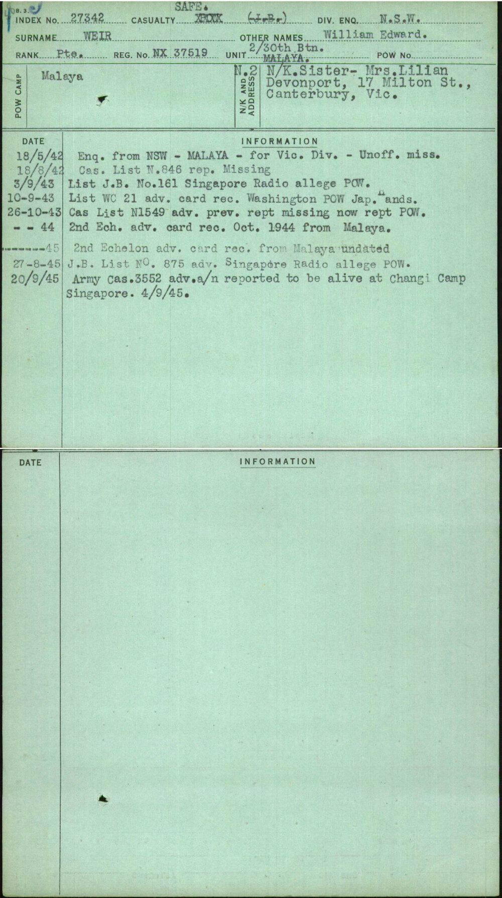 Weir, William Edward, NX37519