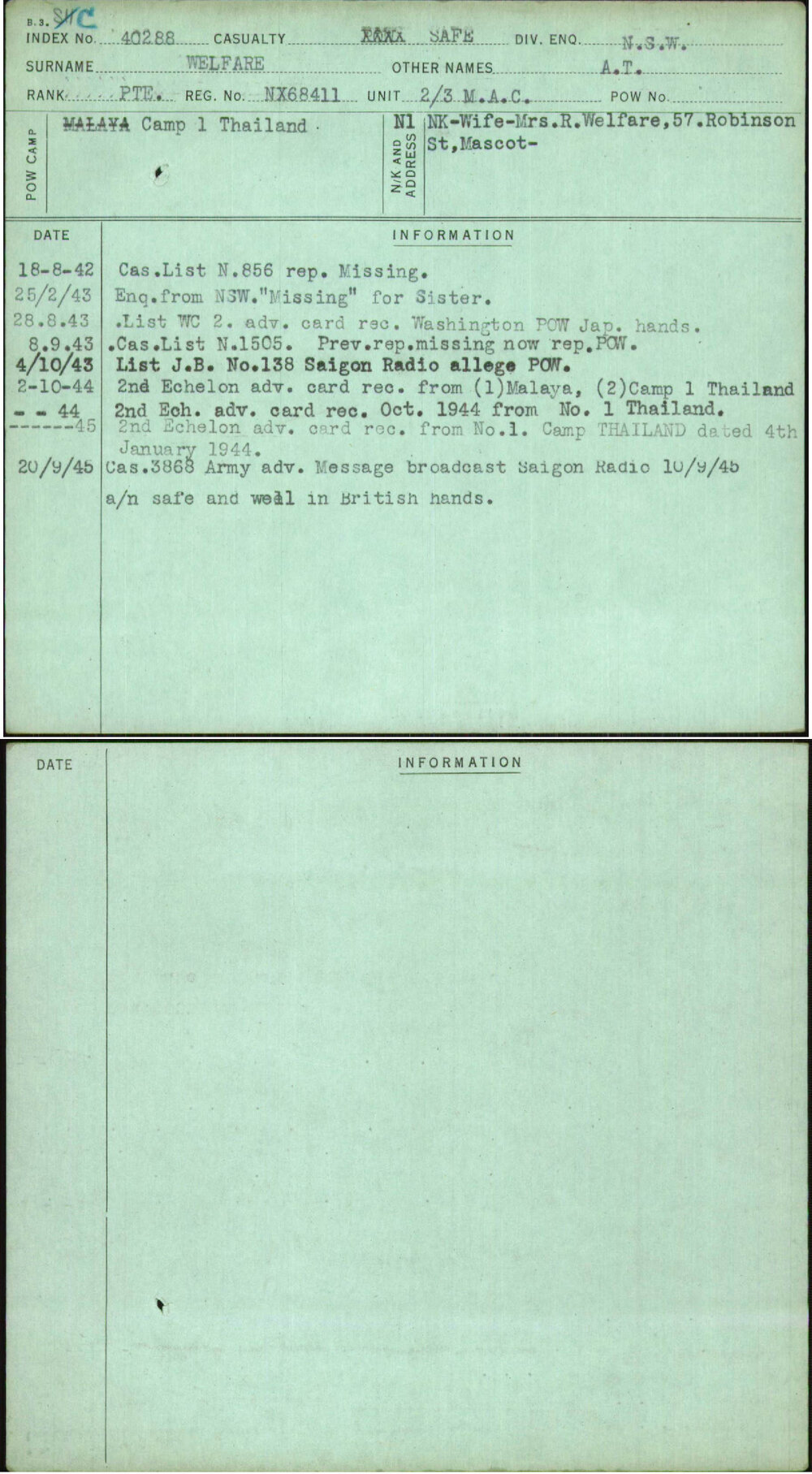 Welfare, A T, NX68411
