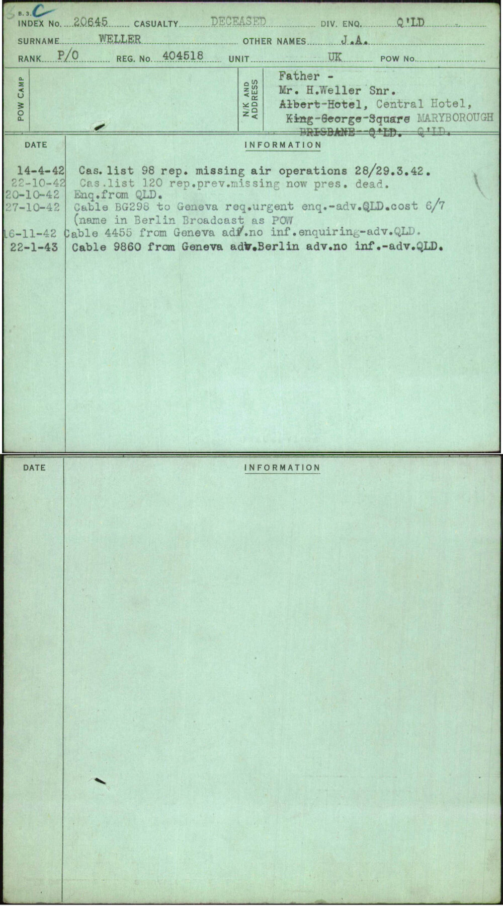 Weller, J A, 404518