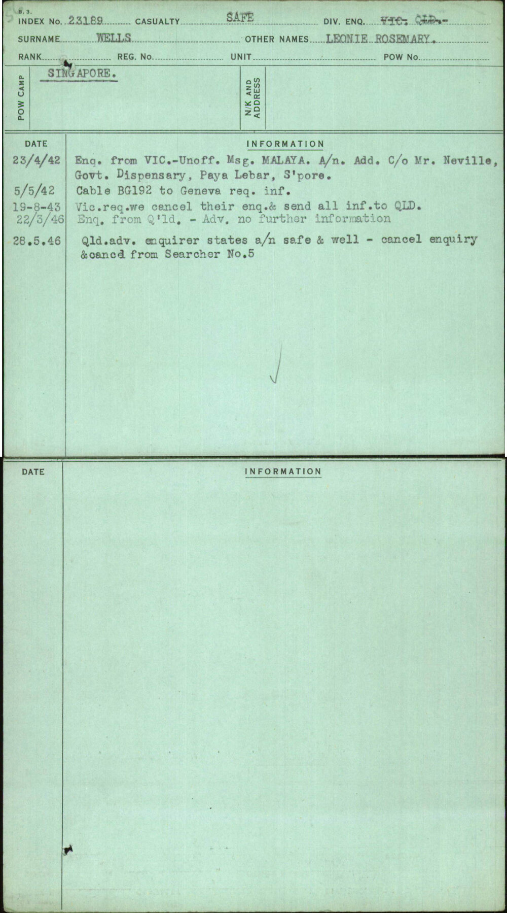 Wells, Leonie Rosemary, [No Service Number]