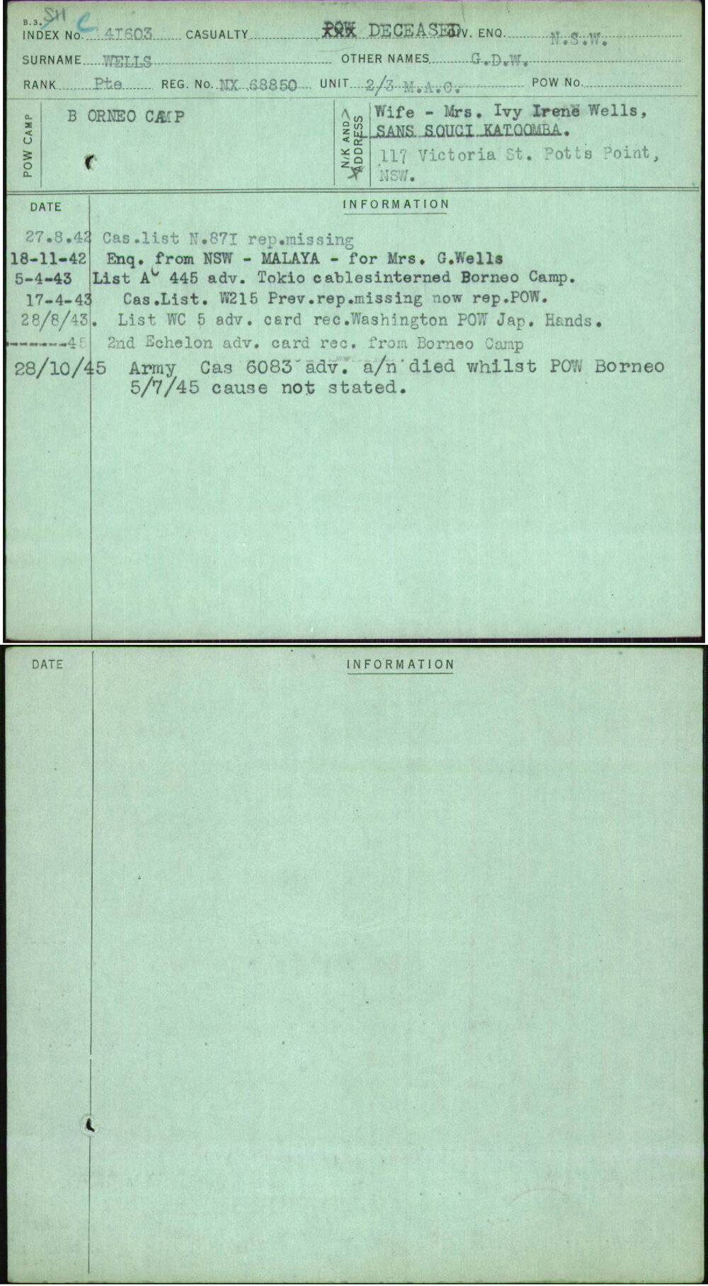 Wells, G D W, NX68850