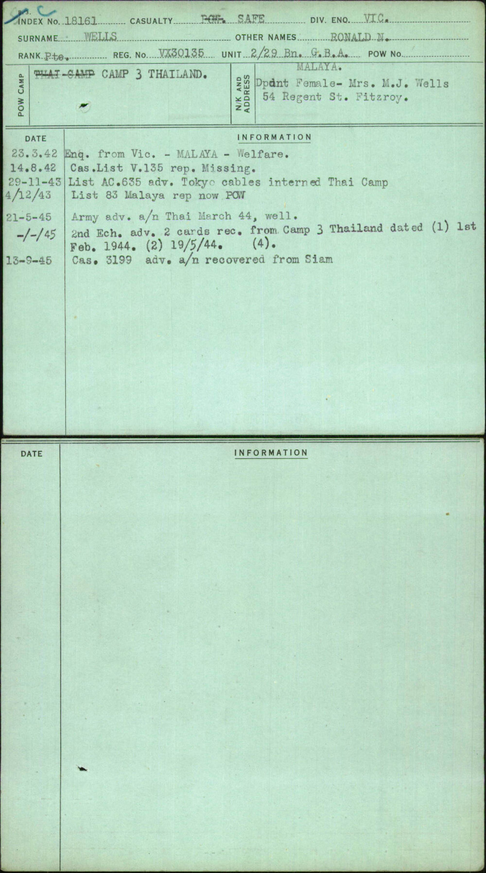 Wells, Ronald N, VX30135