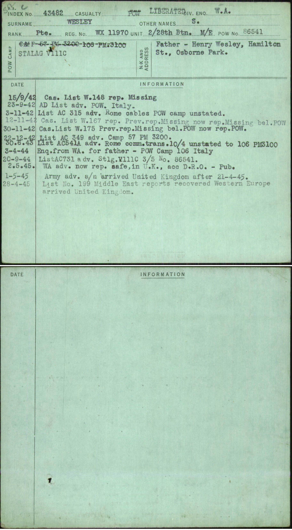Wesley, S, WX11970