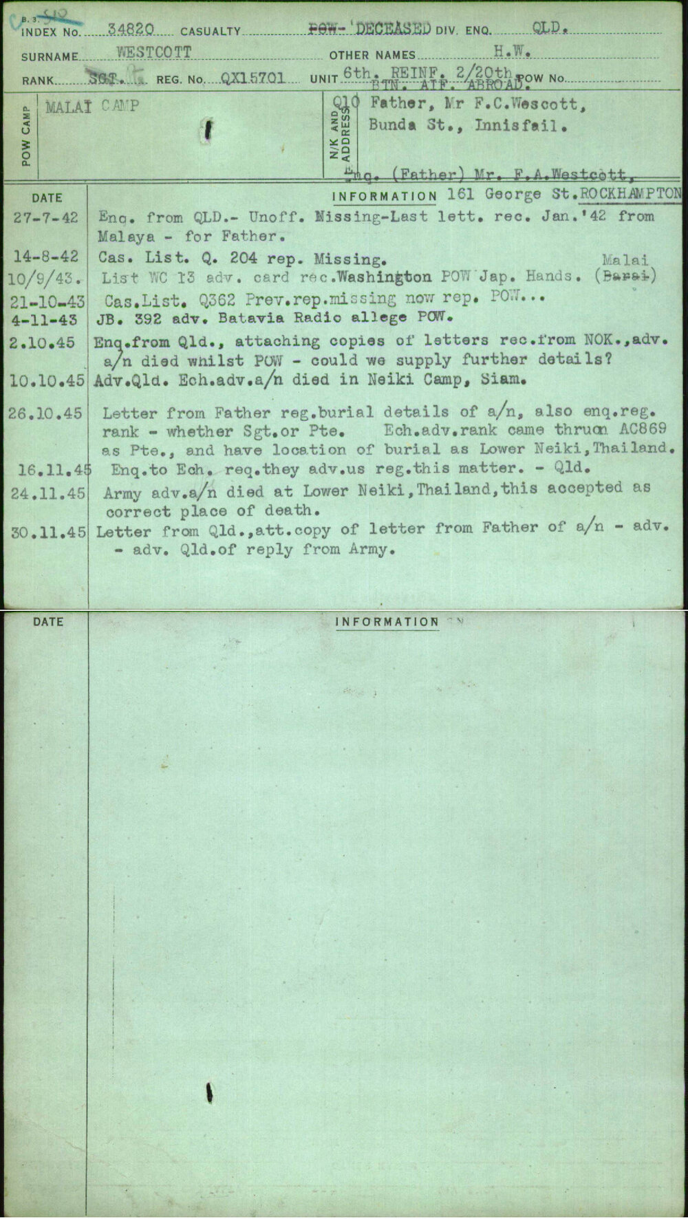 Westcott, H W, QX15701